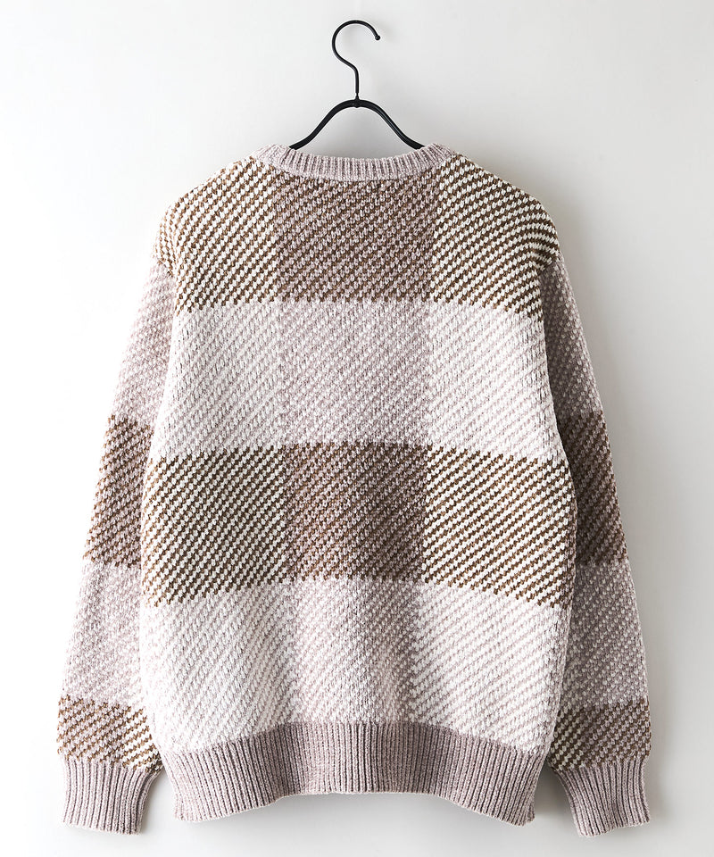 【BLUE STANDARD/ブルースタンダード】モールチェックニット セーター 冬服 防寒 暖服