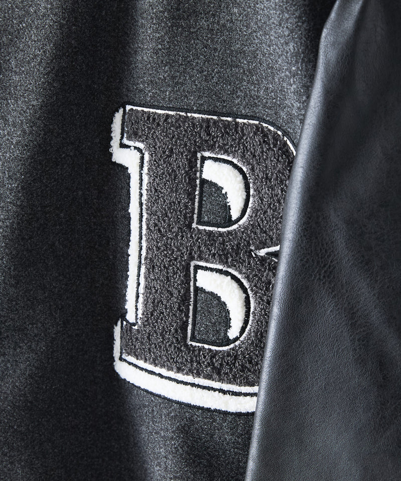 【BLUE STANDARD/ブルースタンダード】フェイクメルトン ワッペン 袖切り替えスタジャン アワードジャケット