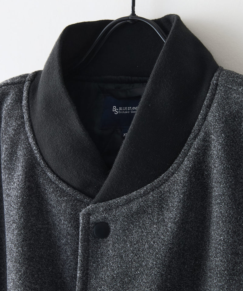 【BLUE STANDARD/ブルースタンダード】フェイクメルトン ワッペン 袖切り替えスタジャン アワードジャケット