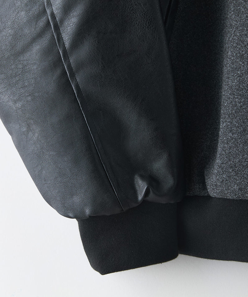 【BLUE STANDARD/ブルースタンダード】フェイクメルトン ワッペン 袖切り替えスタジャン アワードジャケット