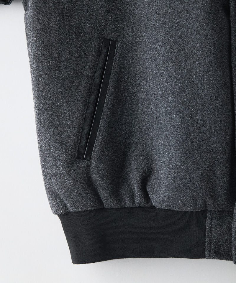 【BLUE STANDARD/ブルースタンダード】フェイクメルトン ワッペン 袖切り替えスタジャン アワードジャケット