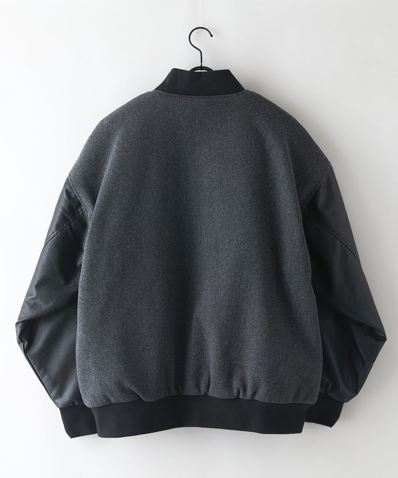 【BLUE STANDARD/ブルースタンダード】フェイクメルトン ワッペン 袖切り替えスタジャン アワードジャケット