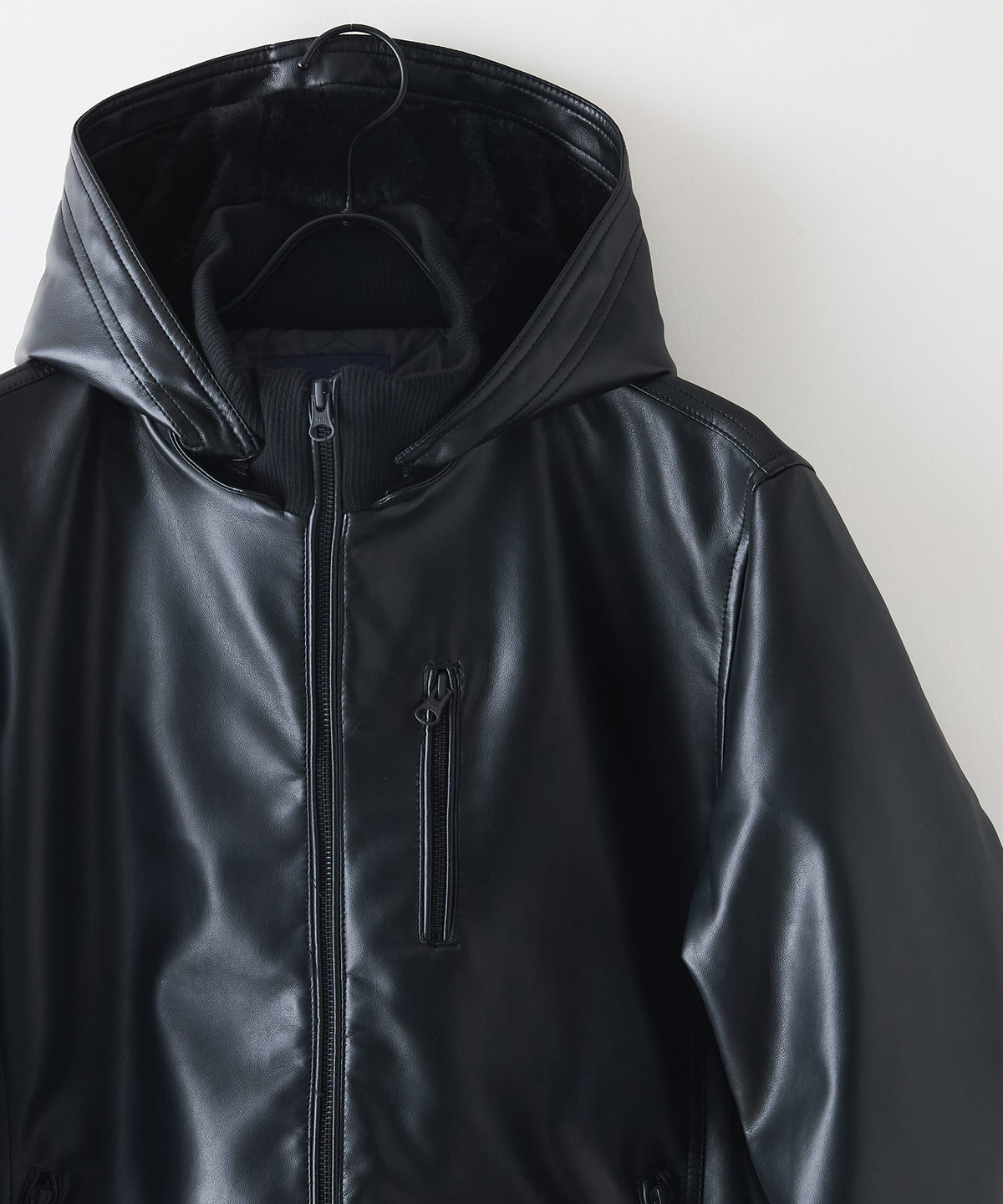 ブルースタンダード（BLUE STANDARD）/【BLUE STANDARD/ブルースタンダード】レザーライク 中綿フードジャケット BLUE STANDARD/ブルースタンダード】レザーライク 中綿フードジャケット