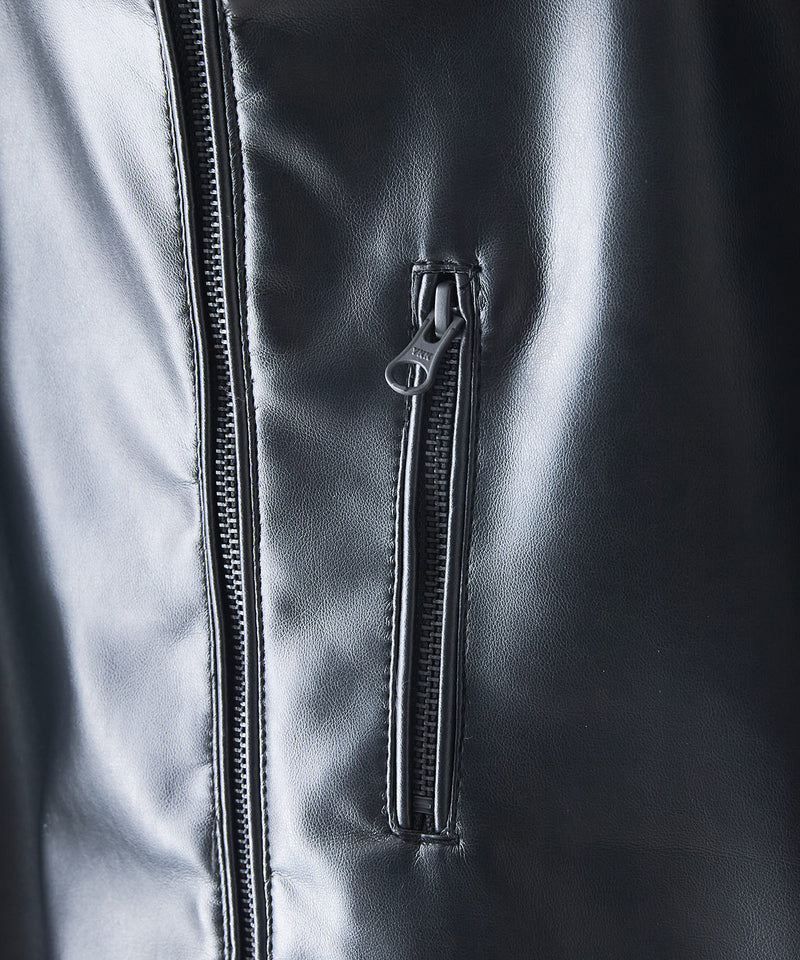 【BLUE STANDARD/ブルースタンダード】レザーライク 中綿フードジャケット