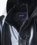 【BLUE STANDARD/ブルースタンダード】レザーライク 中綿フードジャケット