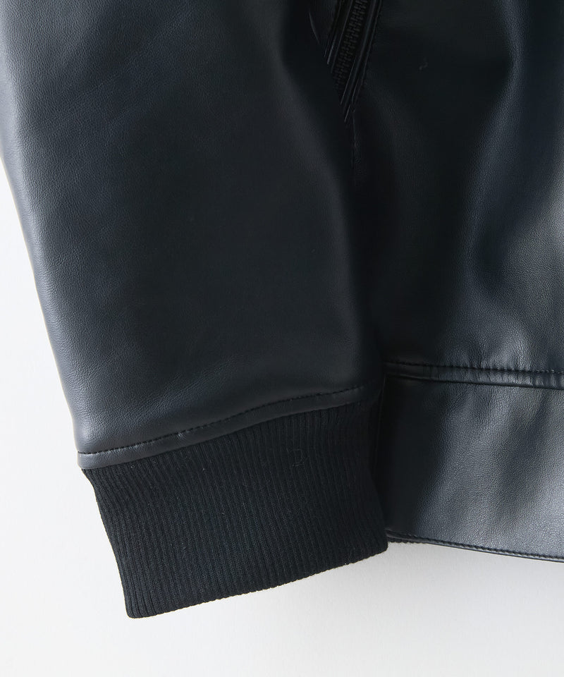 【BLUE STANDARD/ブルースタンダード】レザーライク 中綿フードジャケット