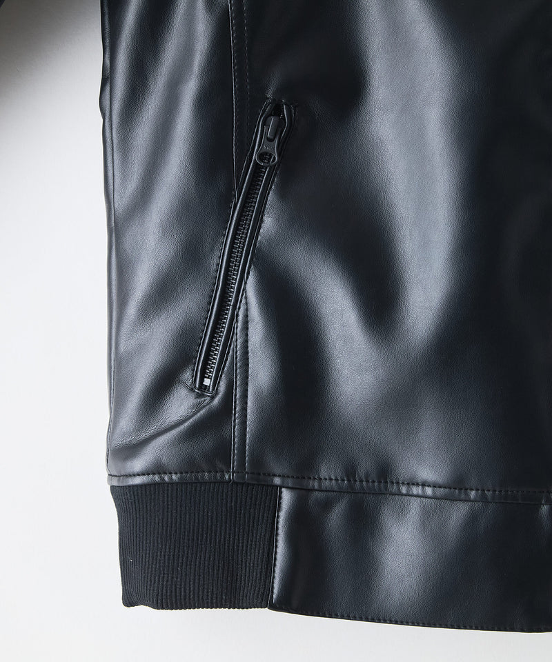 【BLUE STANDARD/ブルースタンダード】レザーライク 中綿フードジャケット