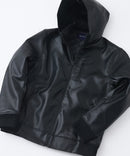 【BLUE STANDARD/ブルースタンダード】レザーライク 中綿フードジャケット