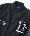 【BLUE STANDARD/ブルースタンダード】フェイクメルトン ワッペン 袖切り替えスタジャン アワードジャケット