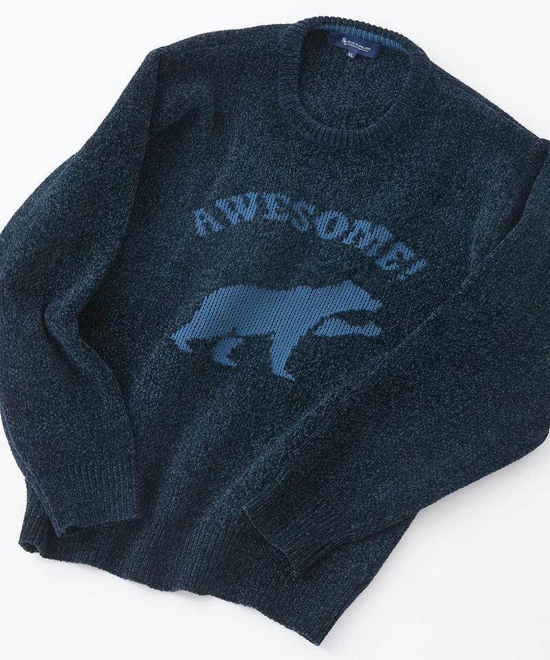 【BLUE STANDARD/ブルースタンダード】モールジャガードニット セーター アニマル 冬服 防寒 暖服