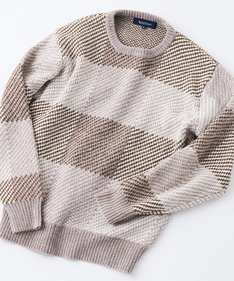 【BLUE STANDARD/ブルースタンダード】モールチェックニット セーター 冬服 防寒 暖服