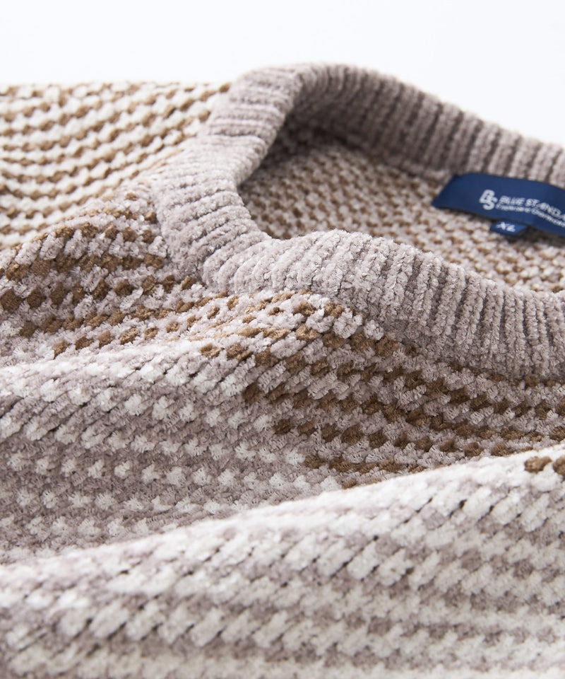 【BLUE STANDARD/ブルースタンダード】モールチェックニット セーター 冬服 防寒 暖服