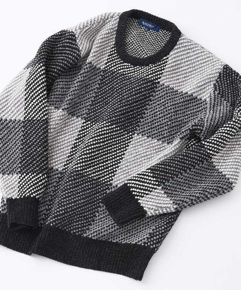 【BLUE STANDARD/ブルースタンダード】モールチェックニット セーター 冬服 防寒 暖服