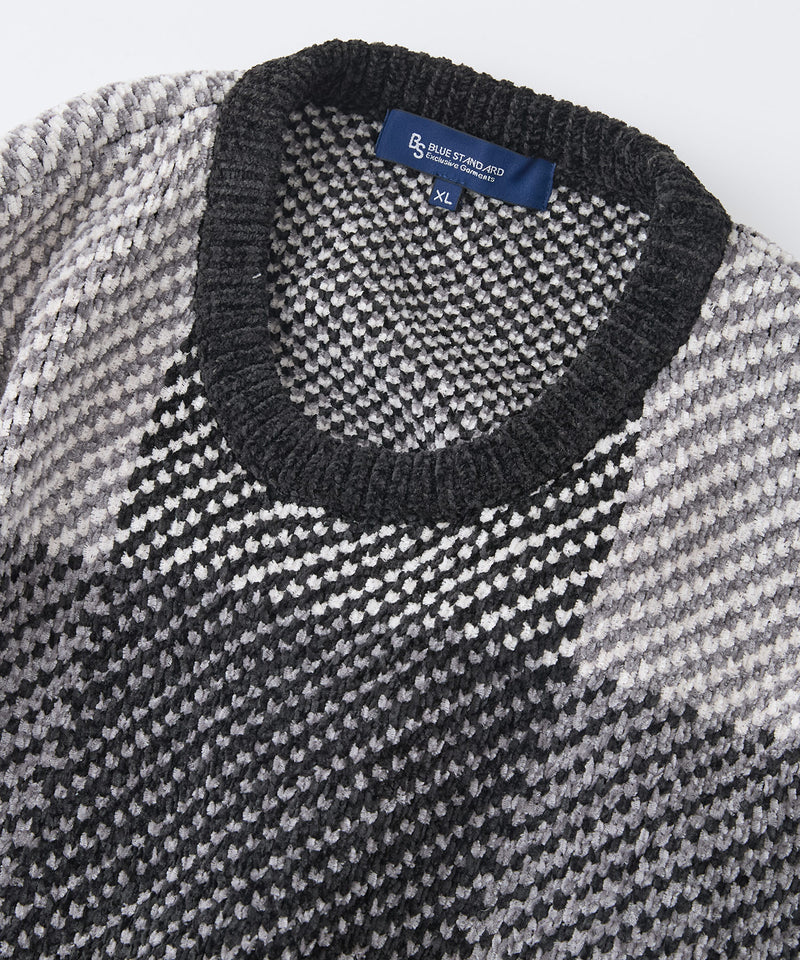 【BLUE STANDARD/ブルースタンダード】モールチェックニット セーター 冬服 防寒 暖服