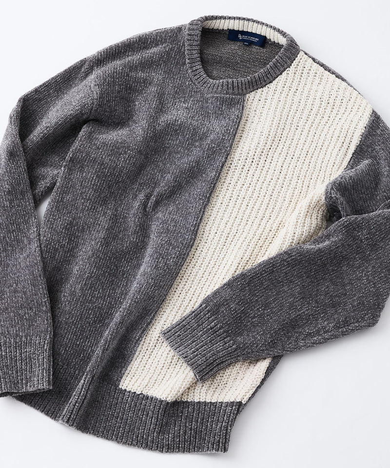 【BLUE STANDARD/ブルースタンダード】モール切り替えニット セーター 冬服 防寒 暖服