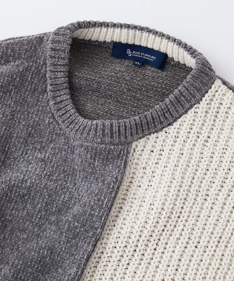 【BLUE STANDARD/ブルースタンダード】モール切り替えニット セーター 冬服 防寒 暖服