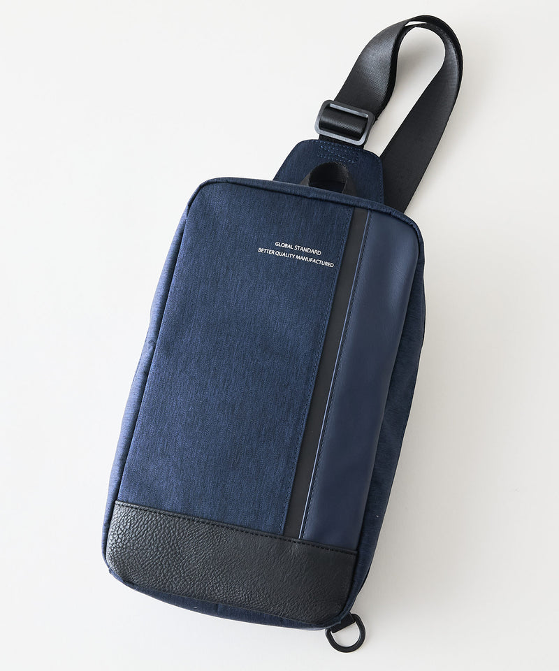 【BLUE STANDARD/ブルースタンダード】切り替え フェイクレザー ボディーバッグ