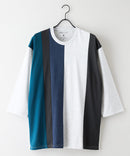 ZEROSTAIN フェイクレイヤード ビッグシルエット 切り替えデザイン 7分袖Tシャツ 汗染みの目立ちにくいTシャツ 防汚 UVカット