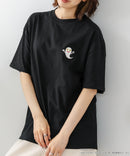 【ねないこだれだ】【コットン100％のしっかりした生地 ドロップショルダー】オリジナルデザイン 刺繍Tシャツ せなけいこ 絵本 コラボ キャラクター 半袖 ユニセックス おばけ グッズ かわいい