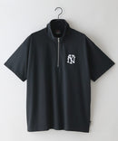 【SAVIER/サビアー】×【ZERO STAIN/ゼロステイン】【NYロゴ立体刺繍】コラボ ハーフジップ Tシャツ オーバーサイズ 汗染み防止 ストリート・スケーター