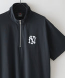 【SAVIER/サビアー】×【ZERO STAIN/ゼロステイン】【NYロゴ立体刺繍】コラボ ハーフジップ Tシャツ オーバーサイズ 汗染み防止 ストリート・スケーター