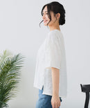 【C-FORT POINT/フォートポイント】異素材切り替えデザインブラウス プルオーバー きれいめ オフィス 通勤 学校行事 ママコーデ ❘ジーンズメイト公式オンラインショップ