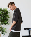 【汗染みの目立ちにくいTシャツ ZEROSTAIN/ゼロステイン】フェイクレイヤード ビッグシルエット キーネック クルーネック Tシャツ 防汚 ＵＶカット ❘ジーンズメイト公式オンラインショップ