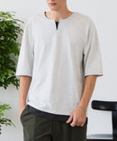 【汗染みの目立ちにくいTシャツ ZEROSTAIN/ゼロステイン】フェイクレイヤード ビッグシルエット キーネック クルーネック Tシャツ 防汚 ＵＶカット ❘ジーンズメイト公式オンラインショップ
