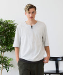 【汗染みの目立ちにくいTシャツ ZEROSTAIN/ゼロステイン】フェイクレイヤード ビッグシルエット キーネック クルーネック Tシャツ 防汚 ＵＶカット ❘ジーンズメイト公式オンラインショップ