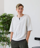 【汗染みの目立ちにくいTシャツ ZEROSTAIN/ゼロステイン】フェイクレイヤード ビッグシルエット キーネック クルーネック Tシャツ 防汚 ＵＶカット ❘ジーンズメイト公式オンラインショップ