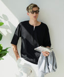 【汗染みの目立ちにくいTシャツ ZEROSTAIN/ゼロステイン】フェイクレイヤード ビッグシルエット キーネック クルーネック Tシャツ 防汚 ＵＶカット ❘ジーンズメイト公式オンラインショップ