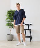 【汗染みの目立ちにくいTシャツ ZEROSTAIN/ゼロステイン】フェイクレイヤード ビッグシルエット キーネック クルーネック Tシャツ 防汚 ＵＶカット ❘ジーンズメイト公式オンラインショップ