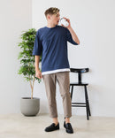 【汗染みの目立ちにくいTシャツ ZEROSTAIN/ゼロステイン】フェイクレイヤード ビッグシルエット キーネック クルーネック Tシャツ 防汚 ＵＶカット ❘ジーンズメイト公式オンラインショップ