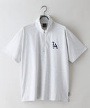【SAVIER/サビアー】×【ZERO STAIN/ゼロステイン】【LAロゴ立体刺繍】コラボ ハーフジップ Tシャツ オーバーサイズ 汗染み防止 ストリート・スケーター
