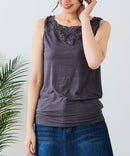 【C-FORTPOINT/フォートポイント】モチーフレースタンクトップ１ チャコールグレー FREE ❘ジーンズメイト公式オンラインショップ