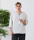 【汗染みの目立ちにくいTシャツ ZEROSTAIN/ゼロステイン】フェイクレイヤード ビッグシルエット キーネック クルーネック 7分袖Tシャツ 防汚 ＵＶカット ❘ジーンズメイト公式オンラインショップ