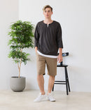 【汗染みの目立ちにくいTシャツ ZEROSTAIN/ゼロステイン】フェイクレイヤード ビッグシルエット キーネック クルーネック 7分袖Tシャツ 防汚 ＵＶカット ❘ジーンズメイト公式オンラインショップ