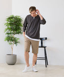 【汗染みの目立ちにくいTシャツ ZEROSTAIN/ゼロステイン】フェイクレイヤード ビッグシルエット キーネック クルーネック 7分袖Tシャツ 防汚 ＵＶカット ❘ジーンズメイト公式オンラインショップ