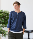 【汗染みの目立ちにくいTシャツ ZEROSTAIN/ゼロステイン】フェイクレイヤード ビッグシルエット キーネック クルーネック 7分袖Tシャツ 防汚 ＵＶカット ❘ジーンズメイト公式オンラインショップ