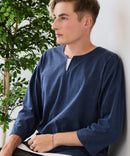 【汗染みの目立ちにくいTシャツ ZEROSTAIN/ゼロステイン】フェイクレイヤード ビッグシルエット キーネック クルーネック 7分袖Tシャツ 防汚 ＵＶカット ❘ジーンズメイト公式オンラインショップ
