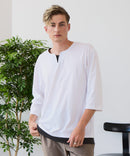 【汗染みの目立ちにくいTシャツ ZEROSTAIN/ゼロステイン】フェイクレイヤード ビッグシルエット キーネック クルーネック 7分袖Tシャツ 防汚 ＵＶカット ❘ジーンズメイト公式オンラインショップ