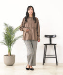 【C-FORT POINT/フォートポイント】ピーチ起毛 ギャザー ノーカラーシャツ