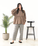 【C-FORT POINT/フォートポイント】ピーチ起毛 ギャザー ノーカラーシャツ