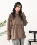 【C-FORT POINT/フォートポイント】ピーチ起毛 ギャザー ノーカラーシャツ