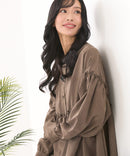 【C-FORT POINT/フォートポイント】ピーチ起毛 ギャザー ノーカラーシャツ