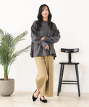 【C-FORT POINT/フォートポイント】ピーチ起毛 ギャザー ノーカラーシャツ