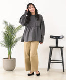 【C-FORT POINT/フォートポイント】ピーチ起毛 ギャザー ノーカラーシャツ