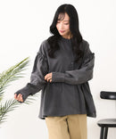 【C-FORT POINT/フォートポイント】ピーチ起毛 ギャザー ノーカラーシャツ