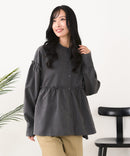 【C-FORT POINT/フォートポイント】ピーチ起毛 ギャザー ノーカラーシャツ