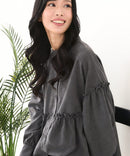 【C-FORT POINT/フォートポイント】ピーチ起毛 ギャザー ノーカラーシャツ